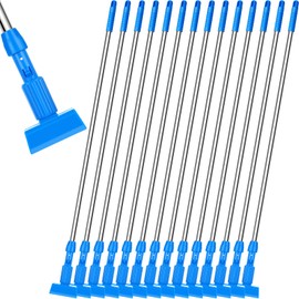Dandat 14 Pack Commercial Mop Handles Bulk Iron Mopping Tube 64 inch Heavy Duty Mop Stick Replacement Adjustable Mop Handle Wet Mop Handle for Industrial Household Floor Cleaning Jaw Clamp Style