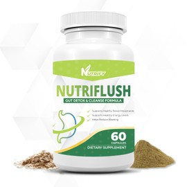 NutriFlush - Powerful Colon Support & Gut Cleanse Formula, High Absorption, GMO Free, Made in USA