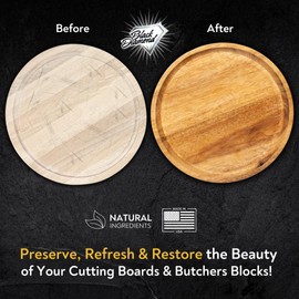 Cutting Board Oil, Wax, Conditioner, Food-Grade Mineral Oil Alternative, Refined Coconut Oil (MCT), Beeswax, Carnauba Wax, Butcher Blocks, Charcuterie Boards, Bamboo, Teak, Walnut, Utensils 5oz