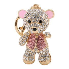 Cute Bear Keychain, Animal Rhinestone Key Chain, Charm Pendent Beautiful Bling Keyring Accessories for Girl Women Purse Bag Decoration