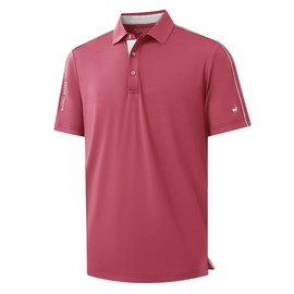Rouen Golf Polo Shirts for Men Dry Fit Short Sleeve Solid Performance Moisture Wicking Collared Mens Casual Shirts Cranberry
