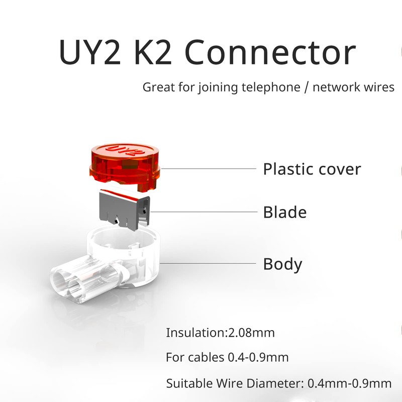 LIUJINCAN 100PCS UY2 K2 Network Cable Connectors, Telephone Wire Gel-Filled