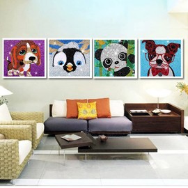 Diamond Painting Kits, ZIKO 4 Pack Easy DIY 5D Diamond Painting for Kids without Wooden Frame, Cute Cartoon Animals Beginners Art Crafts Kits for Home Office Wall Décor