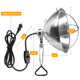 Simple Deluxe 10.5 Inch 1 Pack Clamp Lamp Light with Aluminum Reflector and Ceramic Base, 250-Watt E26 Socket (No Bulb Included) 6 Feet 18/2 SJT Cord