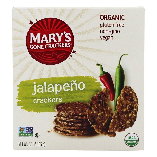 Mary's Gone Crackers Galletas de pimienta negra, arroz integral orgánico, semillas de lino y sésamo, sin gluten, 6.5 onzas (Paquete de 1) 5.5 Ounce (1 Count)