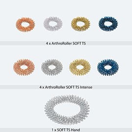 Yin Yang Massage Rings for Finger Massage or Toe Massage Made of Stainless Steel, 9 Rings, Combination Mix Bag with Various Thicknesses, Diameters and Colours, ArthroRoller Soft