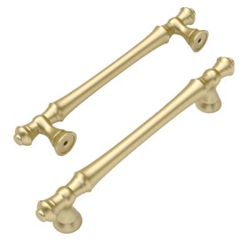 Amerdeco 10 Pack Brushed Gold Cabinet Pulls 5 Inch(128mm) Hole Center Cabinet Hardware Kitchen Handles for Bathroom Drawer Pulls ZH0014