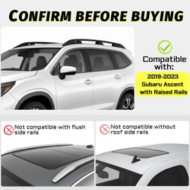 Car Roof Rack Cross Bars Compatible with 2019-2024 Subaru Ascent (for Raised Side Rails), Aluminum Lockable Roof Cross Bars for Kayak Bike Rooftop Cargo Carrier Bag Basket Luggage