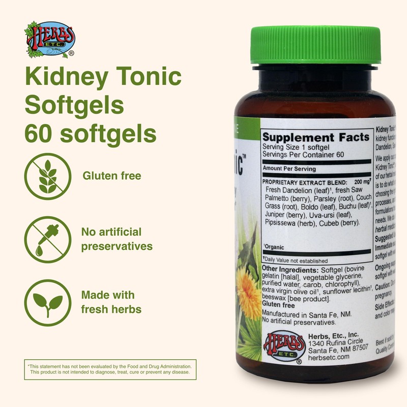 Herbs, Etc. Kidney Tonic Softgels - Function Supplement - Natural