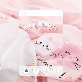 Amur Leopard Pack of 3 Girls Nightdress Sleepwear Kids Princess Night Dress with Cartoon Cat Print Sleepwear Nightdress, Short sleeve 3 pieces