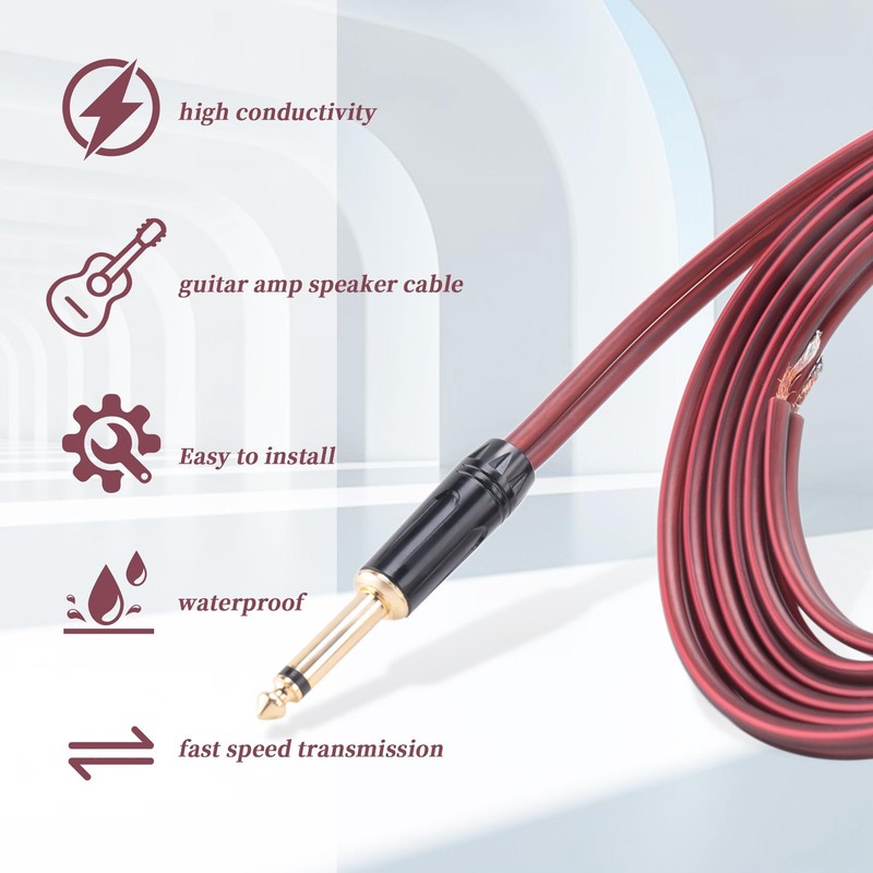 Peakloong 1/4 to Speaker Bare Wire,Audio Cable to 6.35mm Male