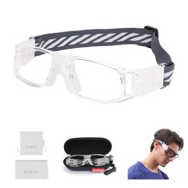 SooGree Gafas deportivas para correr, gafas protectoras polarizadas, absorción de golpes antivaho con correa ajustable (marco blanco con almohadilla blanca)
