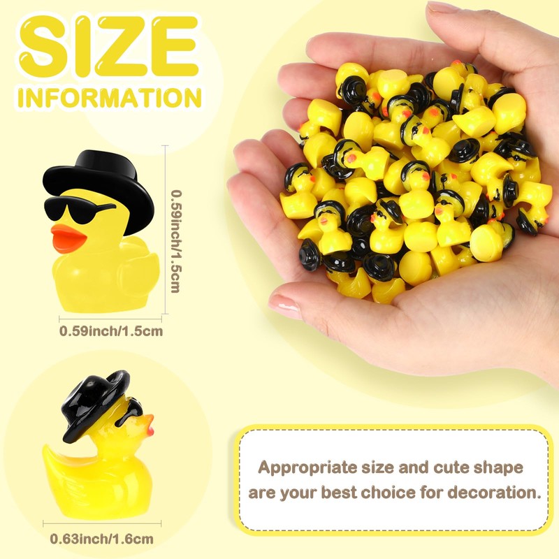 Barydat 150 Pcs Mini Resin Cowboy Ducks with Sunglasses Tiny