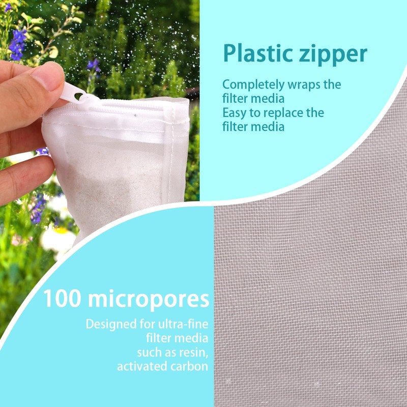 BOXOB Pack of 10 Aquarium Filter Media Bags, 100 Micron