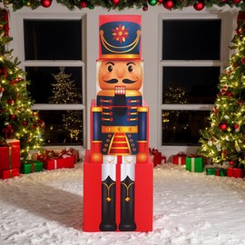 napmedon Christmas Nutcrackers Decorations Box,Large Decorative Gift Boxes for Christmas Tree,36.6inch Height Stackable Storage Box, Indoor& Outdoor Xmax Gifts Boxes Decor (Red)