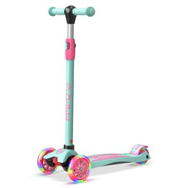Dribbl 3-Wheel Kids Scooter - Lean-to-Steer Technology, Adjustable Height Handlebar, Wide Anti-Slip Deck, Scooter for Boys & Girls Ages 3+, Child Safety Approved, Support Riders Up to 165 lbs, Candy