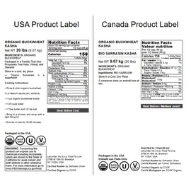 Food to Live Organic Buckwheat Kasha (Grechka, Toasted Whole Groats, Non-GMO, Kosher, Sirtfood, Bulk) by Food to Live — 20 Pounds