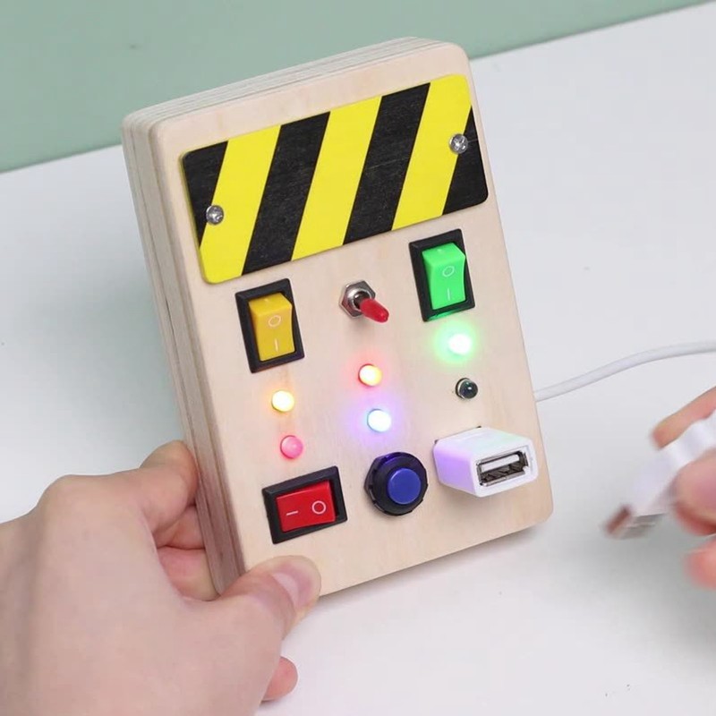 Light Switch Sensory Board Electric Wooden LED Early Education Color