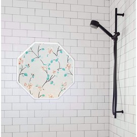 Autotech Park Precut Octagon Window Film, Flower Blossom Design, Self Static Adhesive Cling, 19 inch Width