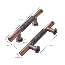 khtumeware 10 Pack 3 Inch(76mm) Drawer Handles Knurled Brushed Antique Copper Cabinet Pulls Drawer Pulls Kitchen Hardware Kitchen Handles for Cabinets Cupboard Handles