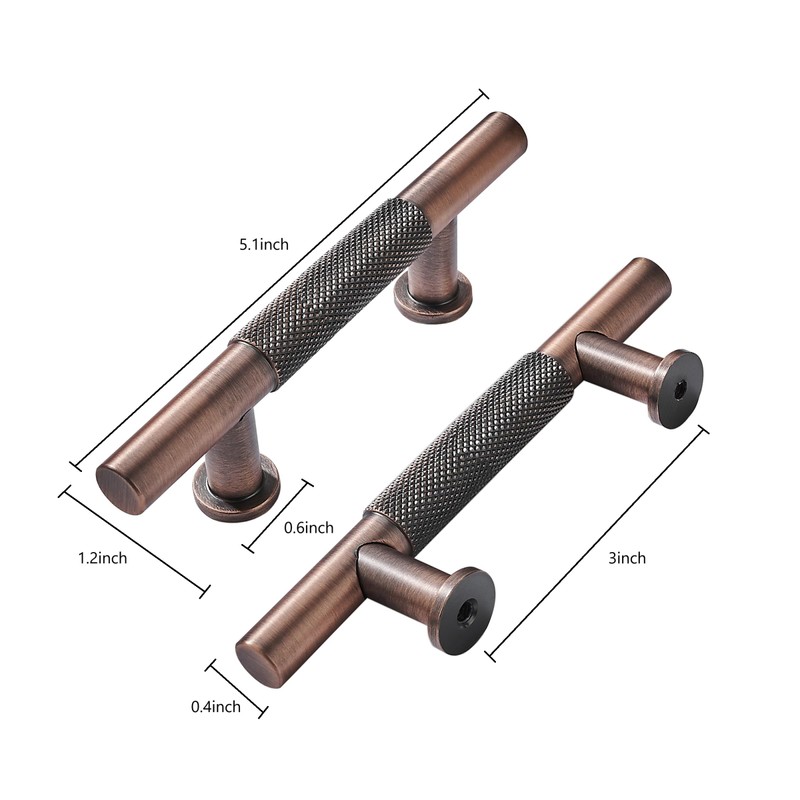 khtumeware 10 Pack 3 Inch(76mm) Drawer Handles Knurled Brushed Antique