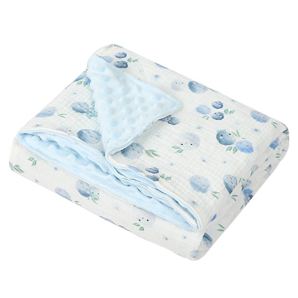 Baby Boys Girls Minky Blanket with Muslin Cotton Front and