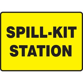 Accuform MCHL563VS Adhesive Vinyl Safety Sign, Legend"Spill-KIT Station", 7" Length x 10" Width x 0.004" Thickness, Black on Yellow