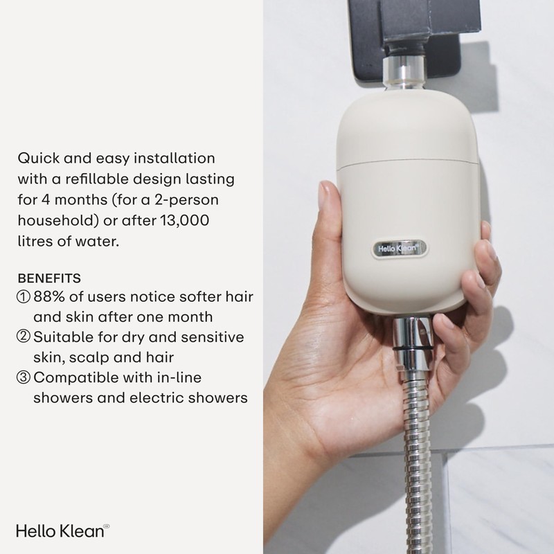 Hello Klean Shower Filter in Beige - Filter Unwanted Metals,