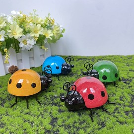 Metal Garden Wall Art Decor Set of 4 Cute Ladybugs Outdoor Garden Wall Sculptures Metal Ladybug Decorations for Patio