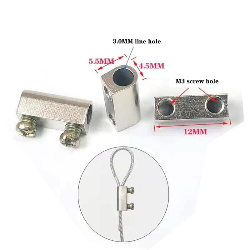 20Pcs Upgraded wire Rope cable clamps single/hole cable clamps (3.0mm