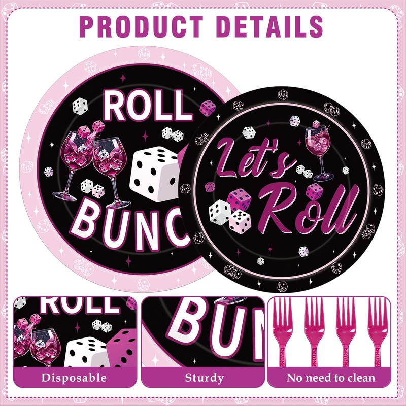 Bunco Party Supplies Decorations - 96 Pcs Game Night Plates