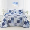Full Queen Size Quilt Set Blue Floral Bedding Set 3-Piece