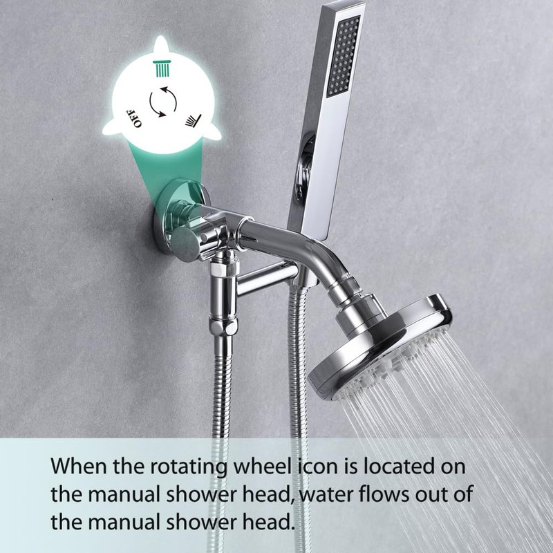 MENGDIYA Solid Metal Shower Arm Diverter with Handshower Mount for