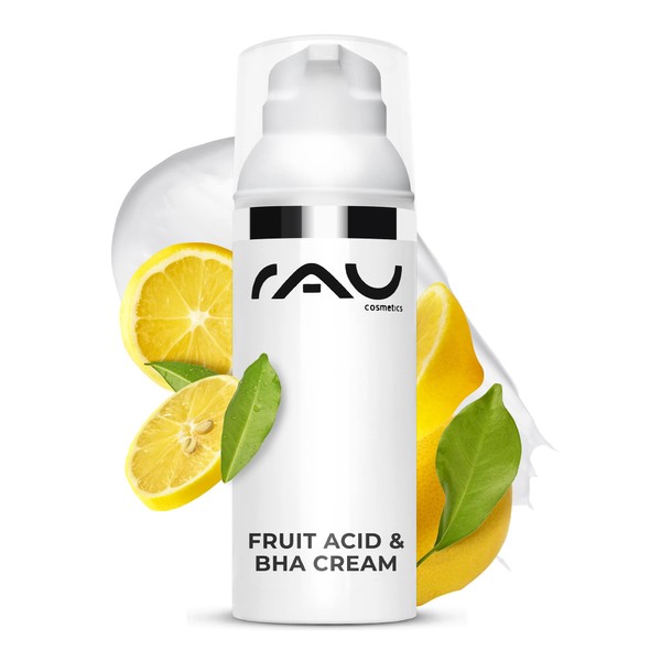 RAU Cosmetics BHA Fruchtsäure Creme Fruit Acid Cream 50 ml - Gesichtspflege bei unreine Haut, ölige Haut, Mischhaut - große Poren verkleinern - Salicylsäure Creme - Pickelcreme - Männer & Frauen