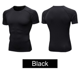 YUSHOW Mens Compression Shirts Short Sleeve Quick Dry for Workout Running Athletic Base Layer Moisture Wicking Black