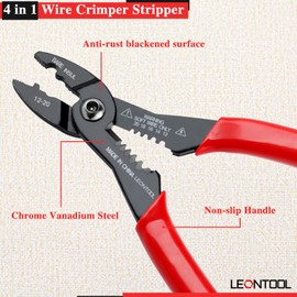 LEONTOOL LEONTOOL 4-in-1 Multi Purpose Electricians Pliers with Wire Cutter, Crimper, Gripper, Stripper| 7" Compact Wire Stripper| Professional Wire Crimping Tool for 12-20 AWG Insulated & Non-Insulated Wires