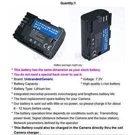 High Capacity 2000mAh Rechargeable Extended Slim LP-E6 Battery Compatible with Canon EOS 60D Digital SLR Camera