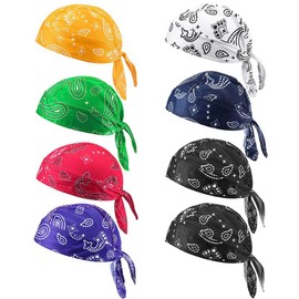 BAOZOON 8 Pcs Do Rag Skull Caps for Men Sweat Wicking Doo Rags Head Wraps Cooling Helmet Liner Cycling Motorcycle Bandana, Fashion Style, One Size