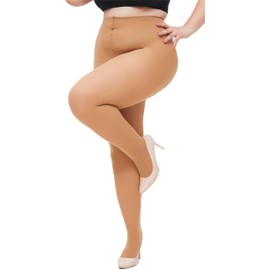 Hiltzo Women's Stockings Large Sizes Semi-Opaque Tights in Plus Size Plus Size Tights with High Waistband, Elastic and Comfortable, skin-coloured