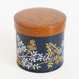 Made in Japan [Stylish and Photogenic Tea Canister/Capacity 150g (5.3 oz)] Nanten Tea Can Canister Stainless Steel Tea Leaves Tea Green Tea Black Tea Kitsusako (Navy)