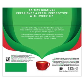 PG Tips Black Tea Bags Non-Pyramid, 80 Count (Pack of 1)