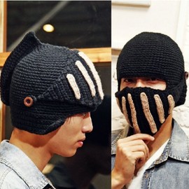 Roman Knight-Style Knit Hat Unisex Night Knit Cap Knight Helmet Hat 2 Colors (Black)