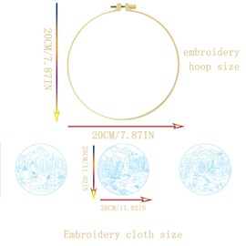 cukol cukol 3pcs Embroidery Kit, Easy Forest Landscape Embroidery Starter Patterns Kits Set for Adults Beginners Including Pattern Cloth, Color Thread, Needles, Hoop, Scissors, Instructions