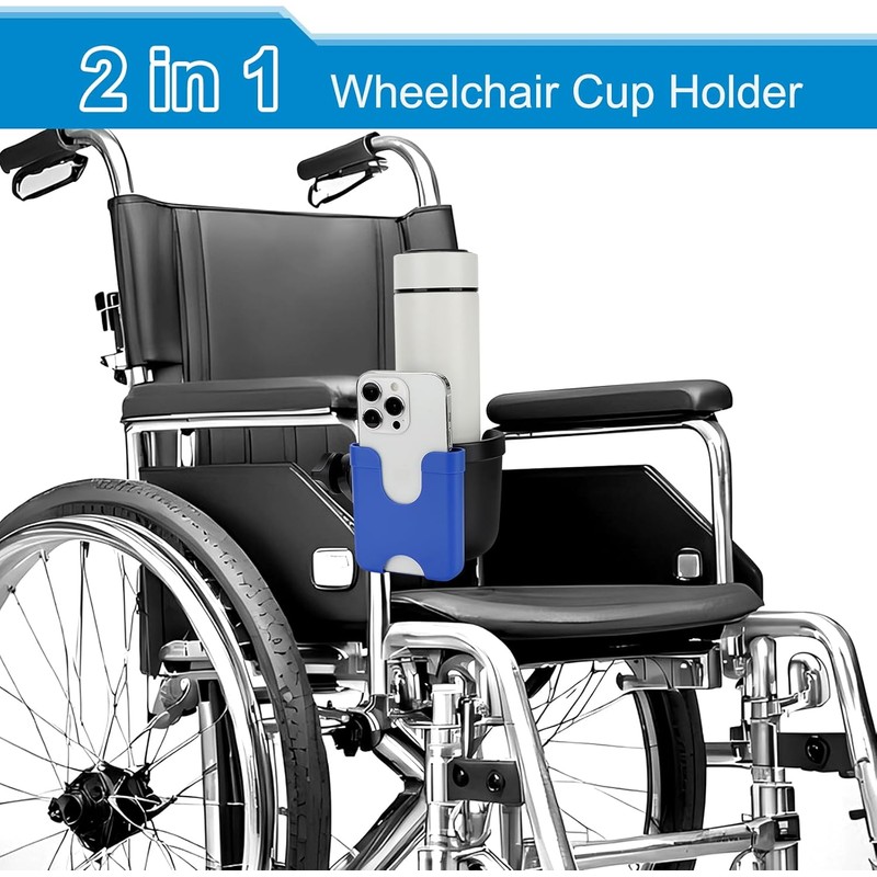 Accmor 2-in-1 Walker Cup Holder with Phone Holder, Wheelchair Cup