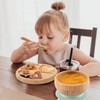 Baby Bamboo Suction Plate, Bowl and Spoon Set, Wooden Feeding