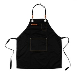 HatafaFurni Chef Apron for Men and Women, Black Apron With Pockets, Poly/Cotton, Grilling Aprons for Men, Gifts for Dad, Mom Gifts, Garden Apron, Cooking Aprons - Adjustable Bib Apron - 1 pack, black