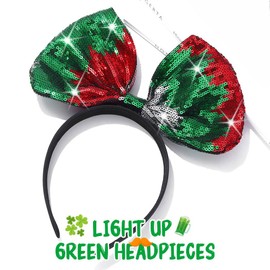 Zoestar St Patrick's Day Headband Green Bow Headwear St Patricks Day Hair Band Festival Costume Hair Accessories for Women
