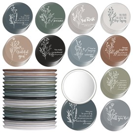 Kigley 50 Pcs Inspirational Employee Appreciation Gifts Motivational Staff Compact Mirrors Bulk Positive Portable Pocket Mirror for Women Mini Thank You Gifts for Nurse Teachers Students Volunteers