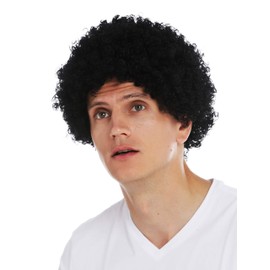 WIG ME UP - MMAS-6M-K01 Women's Men's Carnival Wig Short Density Afro Curly Curls Black