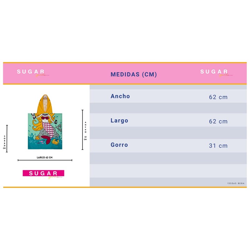 Toalla con Capucha para Bebé, Tipo Poncho con Distintos Diseños,